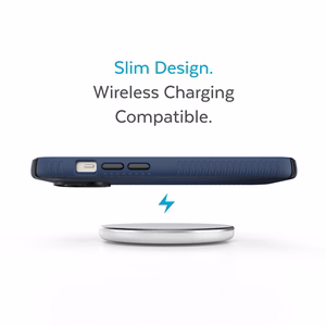 Speck Presidio2 Grip case for iPhone 15 Plus / 14 Plus, with non-slip grip, Coastal Blue / Black / White