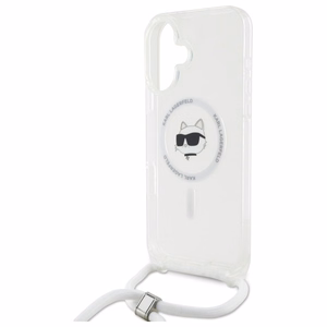 Karl Lagerfeld IML Choupette galvos ir virvelės MagSafe iPhone 16 dėklas – skaidrus