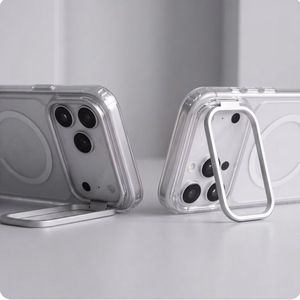 Tech-Protect MagStand MagSafe CC dėklas, skirtas iPhone 18 Pro / 17 Pro, skaidrus