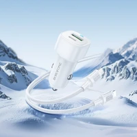 Borofone Car charger BZ34B Cloud - USB + Type C - QC 3.0 PD 38W with Type C to Lightning cable white
