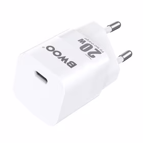 BWOO CDA155 PD sieninis įkroviklis 1x USB-C prievadas 1A 20W, baltas