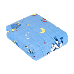 PREMIUM medvilninė sunkioji sensorinė antklodė vaikams, 100 x 150 cm, 3 kg, kosmoso raštas