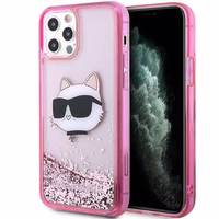 Karl Lagerfeld KLHCP12MLNCHCP iPhone 12/12 Pro 6.1" rožinis/rožinis kietas dėklas Blizgantis Choupette Galva