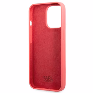 Karl Lagerfeld silikoninis plokštelės dėklas iPhone 13 Pro / iPhone 13 - fuksija