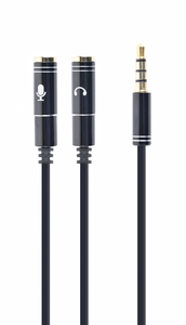 Gembird garso mikrofono adapteris 3,5mm mini Jack/4PIN garso laidas 0,2 m 2 x 3,5mm juodas