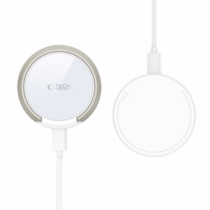 Tech-Protect QI15W-A33 indukcinis įkroviklis su MagSafe ir stovu su USB-A / USB-C kabeliu - baltas