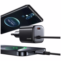 Tinklo įkroviklis USAMS JC Series CC261 20W GaN Mini Fast Charger 2xUSB-C juodas