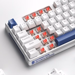 Machenike K500B-B87 Laidinė mechaninė žaidimų klaviatūra su apšvietimu, Red Switch - baltas