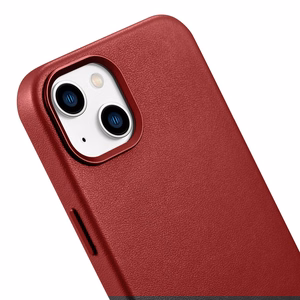 iCarer Dėklas Odinis viršelis pagamintas iš natūralios odos iPhone 14 Plus raudonas (suderinamas su MagSafe)