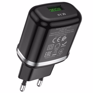 Telefono įkroviklis Hoco USB A QC3.0 3A 18W N3 juodas