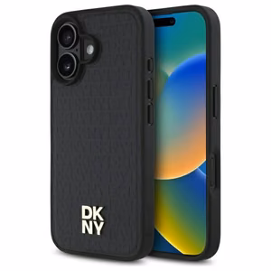 DKNY pasikartojančio rašto logotipo magnetinis dėklas telefonui iPhone 16 - juodas