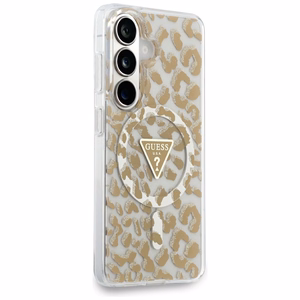 Guess dėklas IML Leopard Print Triangle MagSafe for Samsung Galaxy S26 rudas