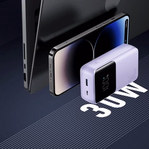 Išorinė baterija Joyroom JR-PBC07 violetinė 20000mAh 30W (PD / QC3.0) + integruoti Type-C / Lightning laidai