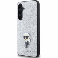 Karl Lagerfeld Fiksuotas Blizgus Ikonik Logotipas Metal Pin dėklas Samsung Galaxy A35 - sidabrinis