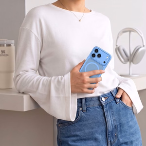 Tech-Protect MagPeak MagSafe CC dėklas, skirtas iPhone 18 Pro / 17 Pro, matinis šviesiai mėlynas