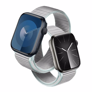 Crong Nylon Sport dirželis, skirtas Apple Watch 38 / 40 / 41 mm ir 42 mm (Series 10 / 11), pastelinės pilkos spalvos