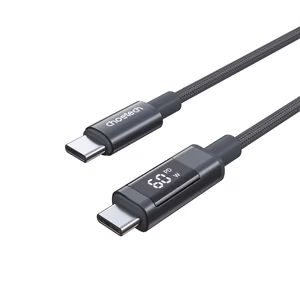 Choetech XCC-1068 PD 60W USB-C - USB-C laidas su ekranėliu 1.2 m - juodas
