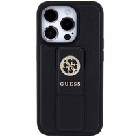 Guess dėklas telefonui su stovu Grip Stand 4G Saffiano Strass iPhone 15 Pro Max - juodas