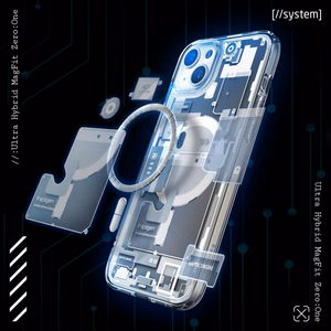 Spigen Ultra Hybrid Mag dėklas su MagSafe iPhone 15 Plus - baltas (Zero One raštas)