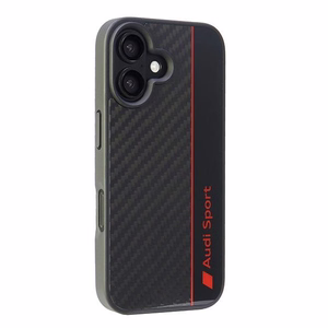 Audi anglies pluošto juostelės dėklas telefonui iPhone 16 6.1" - juodas