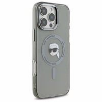 Karl Lagerfeld IML Metalinis Karl Head Magnetinis dėklas telefonui iPhone 16 Pro - juodas