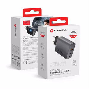 Įkroviklis Forcell F-Energy (2xUSB-C;1xUSB 4A 65W) juodas