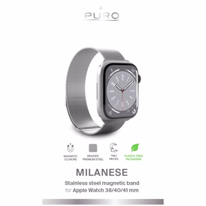 Puro Milanese nerūdijančio plieno Apple Watch dirželis 38/40/41mm - sidabrinis