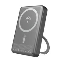 Dudao K28 10000mAh PD 22.5W Magnetinė išorinė baterija su metaliniu dėklu ir žiedo stovu - pilka