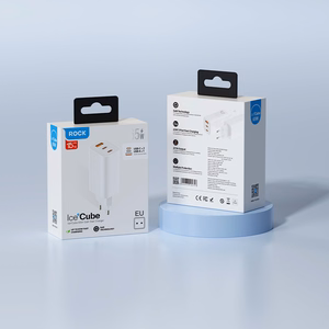Rock Sieninis įkroviklis Ice2Cube GaN - USB + 2xType C - PD 65W 3A baltas