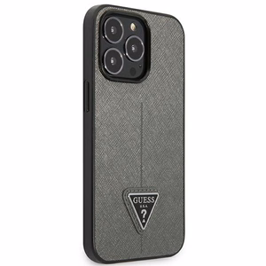 Guess Saffiano trikampio logotipo dėklas telefonui iPhone 13 Pro Max 6.7" - sidabrinis