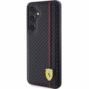 Ferrari Carbon Printed Line dėklas telefonui Samsung Galaxy S24+ - juodas