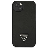 Guess GUHCP14MPSATLK iPhone 14 Plus 6.7 "juodas/juodas kietas dėklas SaffianoTriangle Logo