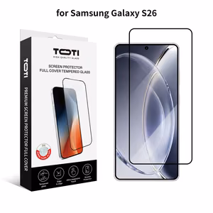 TOTI PREMIUM grūdintas stiklas 2.5D ekrano apsauga visam paviršiui, skirta Samsung Galaxy S26