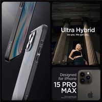 Spigen Ultra Hybrid dėklas telefonui iPhone 15 Pro Max - Skaidrus juodas