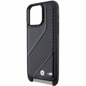 BMW M Edition Carbon Stripe & Strap dėklas telefonui iPhone 15 Pro - juodas