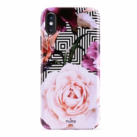 PURO Glam Geo Flowers - dėklas iPhone Xs Max (rožinis Peonies)