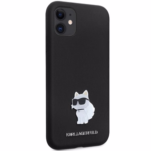 Karl Lagerfeld KLHCN61SMHCNPK dėklas telefonui iPhone 11 / Xr - juodas silikoninis C metalinis kaištis