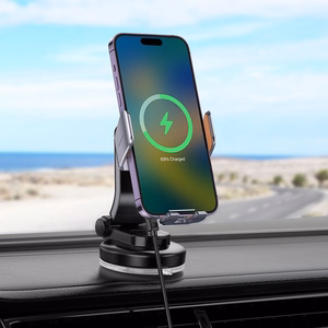 HOCO automobilinis laikiklis telefonui priekinio stiklo ir centrinės konsolės HW8 (15W) juodas