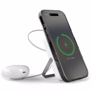 Puro 10000mAh MagSafe belaidė išorinė baterija su aliuminio stovu - balta