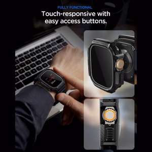 Spigen Rugged Armor Case + 9H Tempered Glass for Apple Watch Ultra 49mm - Matte Black