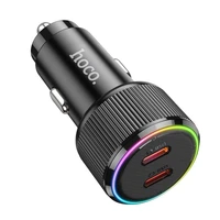 Automobilinis įkroviklis Hoco 2 x USB C QC PD 50W NZ14B juodas