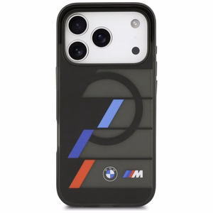 BMW M IML metaliniai mygtukai trispalvės linijos magnetinis dėklas telefonui iPhone 17 Pro - juodas