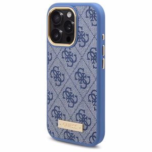 Guess 4G Logotipo plokštelė Magnetinis dėklas telefonui iPhone 16 Pro - mėlynas