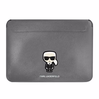Karl Lagerfeld Saffiano Ikonik Karl dėklas 13-14" nešiojamam kompiuteriui - sidabrinis