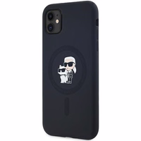 Karl Lagerfeld Silikoninis Karl&Choupette Magnetinis dėklas iPhone 11 / Xr - juodas