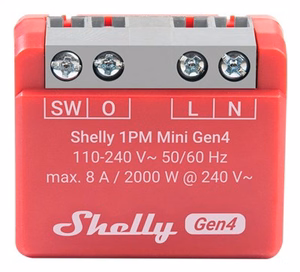 SHELLY 1PM Mini Gen4 Išmanusis jungiklis Raudona