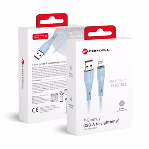 FORCELL F-ENERGY C343 kabelis USB A į Lightning 2,4A 12W Silikoninis 1 m mėlynas