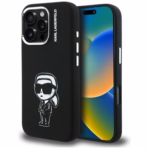 Karl Lagerfeld Silikoninis Karl Sketch MagSafe Dėklas for iPhone 16 Pro Max - juodas