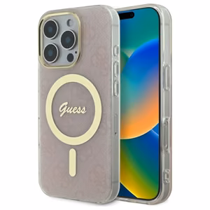 Guess IML 4G Magnetinis dėklas iPhone 16 Pro Max - rožinis