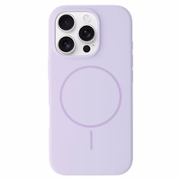 Magnetinis plonas silikoninis dėklas telefonui Iphone 16 Pro violetinis